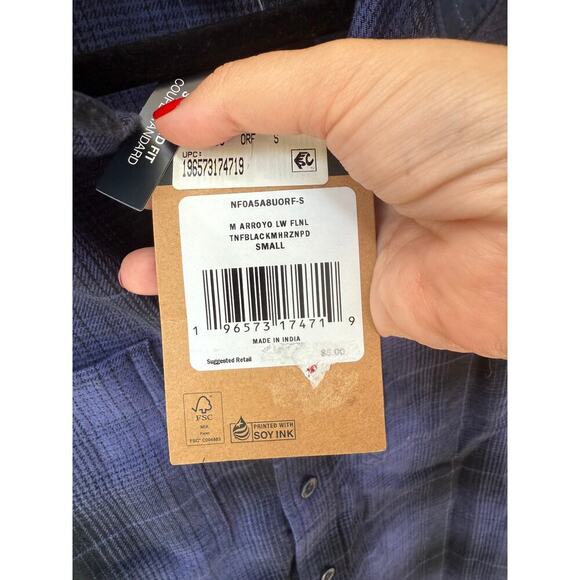 THE NORTH FACE Men's Black Arroyo Long Sleeve Flannel Button Down Shirt Size S - Picture 9 of 9